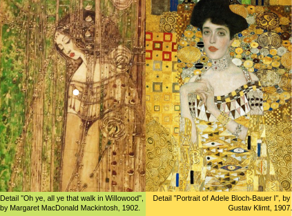 Mackintosh & Klimt. Contemporaries using gold leaf in painting.